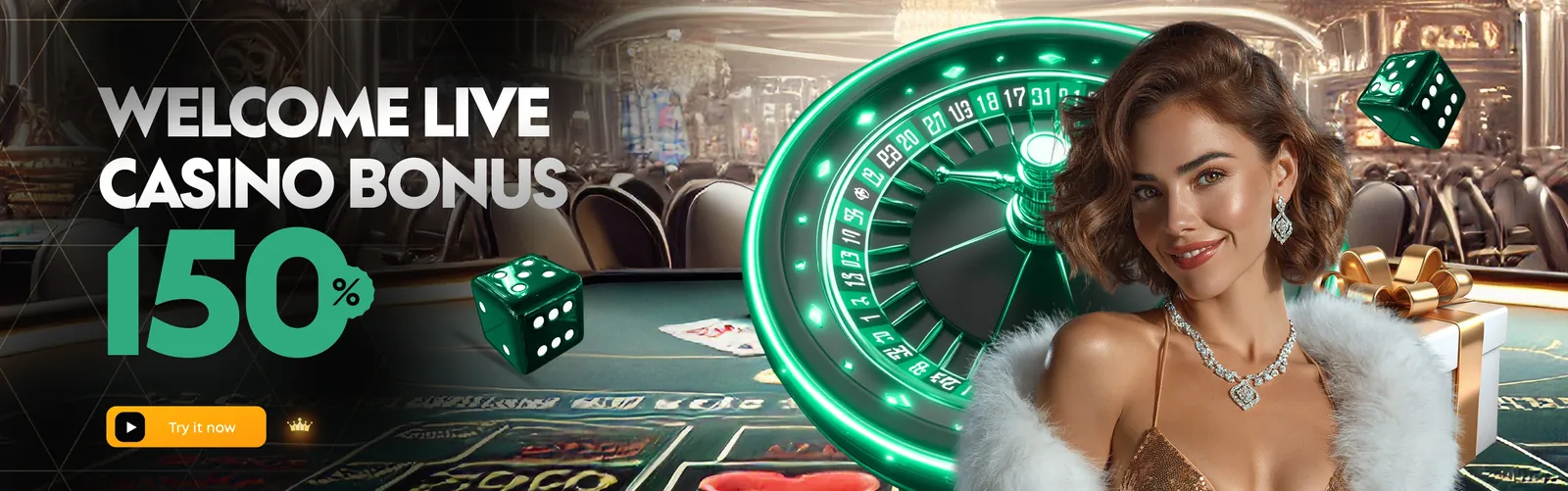 150% Welcome Live Casino Bonus